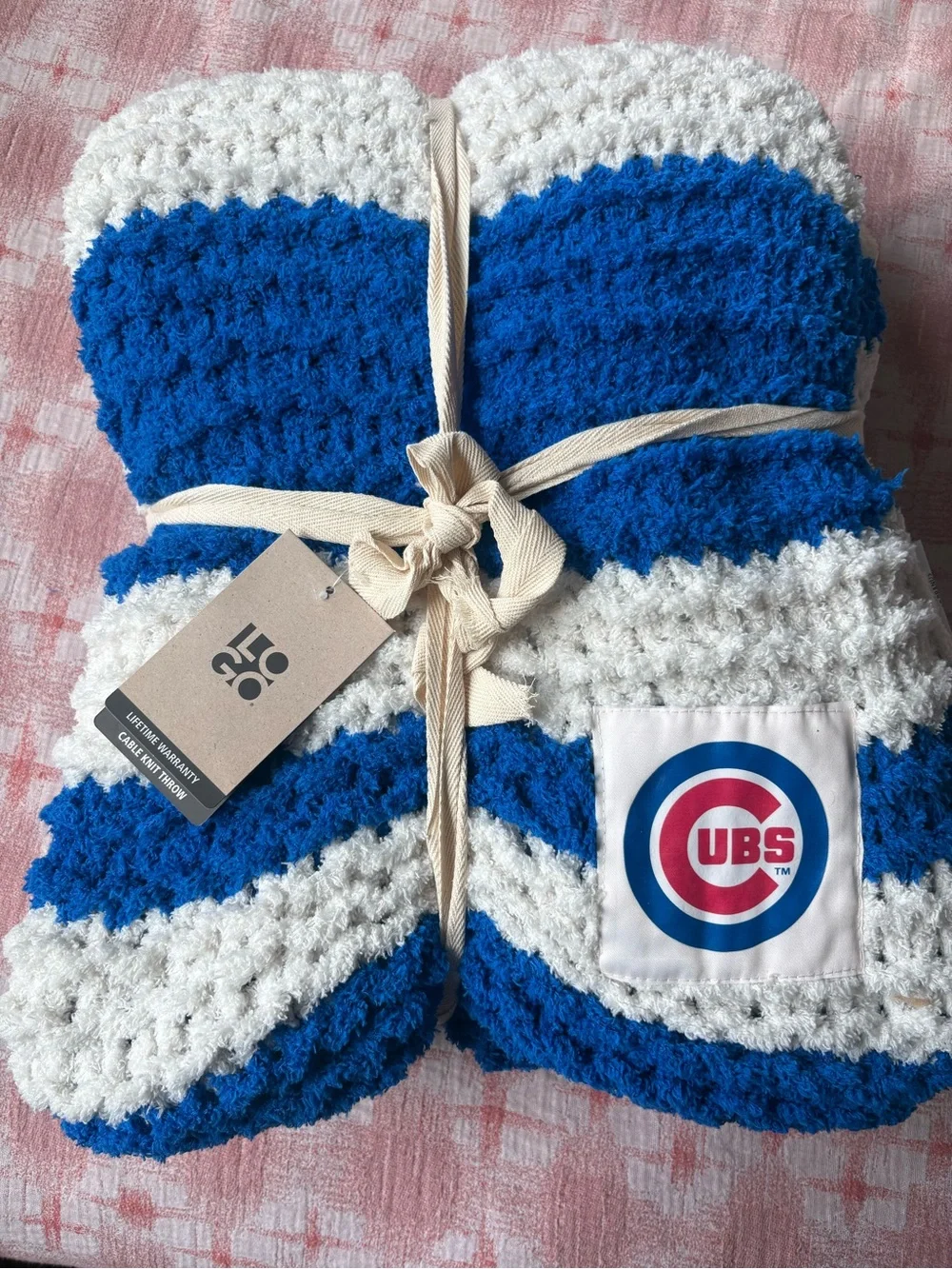 Chicago Cubs Striped Cozy Throw Blanket - Blue & White